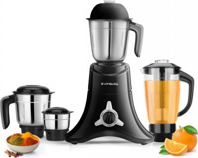 Longway Orion 900 Watt Juicer Mixer Grinder 4 Jars for Grinding, Mixing, Juicing Powerful Motor (Black, 4 Jars)