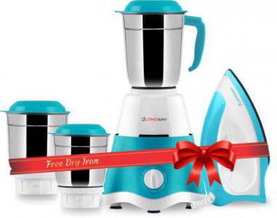 Longway Super Dlx 700 W Mixer Grinder (Blue, White, 3 Jars)