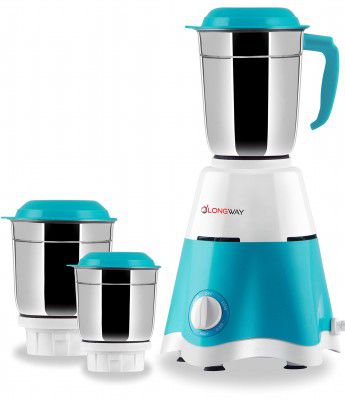 Longway Super-dlx 700 W Mixer Grinder (3 Jars White & Green) long lasting shock proof ABS bodyHeavy Duty MotorNano-grinding technology