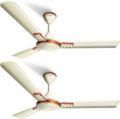 Longway Wave P2 1200 mm 3 Blade Ceiling Fan  (Ultra High Speed | Ivory | Pack of 2)