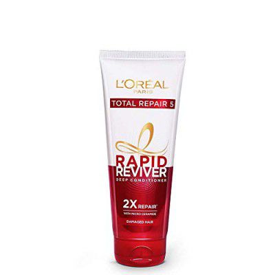 L'Oreal Paris Deep Conditioner, With Micro-Ceramides, Intensly Repairs Damaged Hair, Rapid Reviver Total Repair 5 Deep Conditioner, 180ml