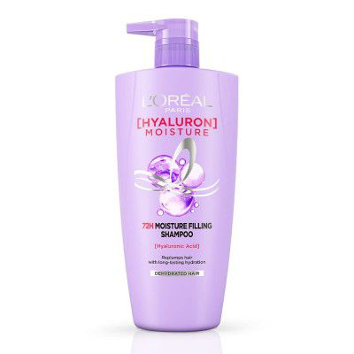 LOreal Paris Moisture Filling Shampoo, With Hyaluronic Acid, For Dry & Dehydrated Hair, Adds Shine & Bounce, Hyaluron Moisture 72H, 1L