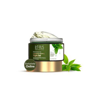 Lotus Botanicals Natural Green Tea HydraDetox Soothing Night Gel with Niacinamide | Calms and Soothes Acne Prone Skin I Fights signs of Ageing | Nourishes Overnight | Preservative Free | For All Skin