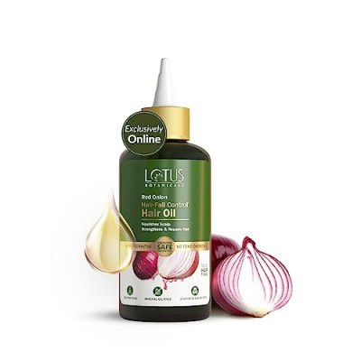 Lotus Botanicals Red Onion Hair Fall Control Hair Oil | Mineral Oil, Silicon & Chemical Free | All Hair Types | 200ml