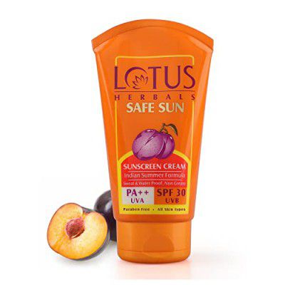 Lotus Herbals Safe Sun Sunblock Spf 30 Pa++| Non greasy | Sweat & Waterproof | Paraben-Free | For all skin types | 50g