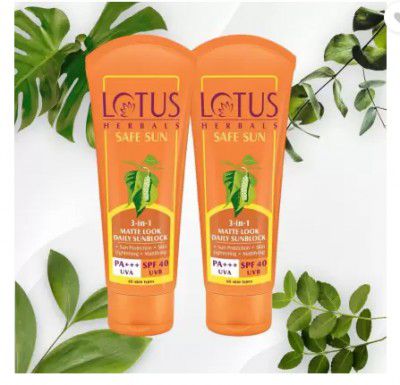 LOTUS HERBALS Sunscreen - SPF PA+++ SPF40(75g*2)3in1 Matte look daily cream  (150 g)