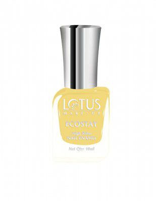 Lotus Makeup Ecostay Nail Enamel - Squeezy Lemon | Yellow | Long Lasting | Super Glossy | Chip Resistant | DBP & Toulene Free | Vegetarian | 10ml