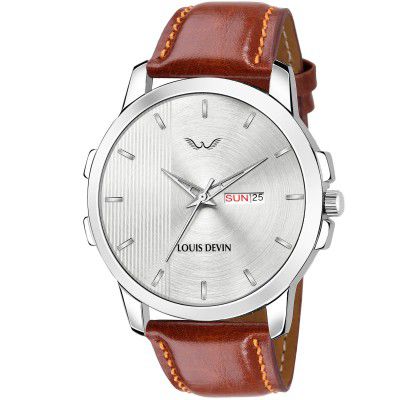 LOUIS DEVIN Leather Strap Analog Wrist Watch for Men