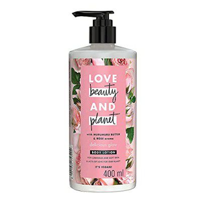 Love Beauty & Planet Natural Murumuru Butter & Rose Body Lotion for 24hr Moisturization I Non-Sticky, Paraben Free, 400 ml