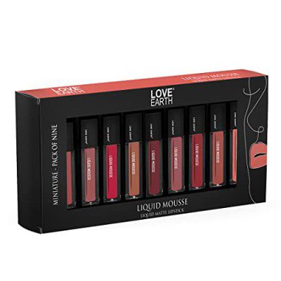 Love Earth Liquid Mousse Lipstick Matte Finish Combo Kit | Lightweight, Non-Sticky, Non-Drying,Transferproof, Waterproof Lipstick Set | Lasts Up to 12 hours with Vitamin E and Jojoba Oil | Rakhi Gift 