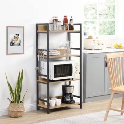 Lukzer 4 Layer Multipurpose Stand: Your All-in-One Storage Solution for Every Spaces (Black/130 x 60 x 39cm, Expertly Crafted with Wood and Metal)