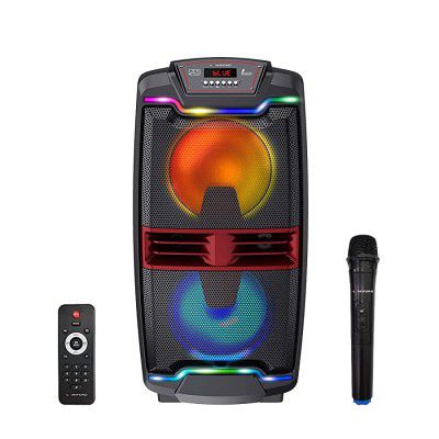 Lumiford GoFash TS001 50 watts Trolley Karaoke Bluetooth Party Speaker with Remote, Built-in Amplifier & Wireless Mic (Black)