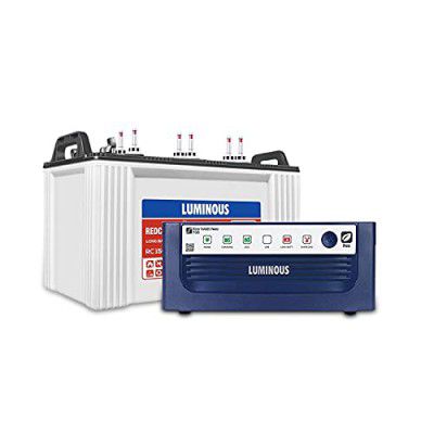 Luminous Inverter & Battery Combo (Eco Watt Neo 700 Square Wave 600VA/12V Inverter with Red Charge RC 15000ST Short Tubular 120Ah Battery) for Home, Office & Shops