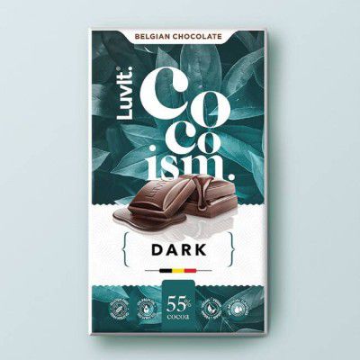 LuvIt Cocoism Belgian Chocolates | 55% Dark Cocoa | Decadent, Intense, Rich | Vegan | Gluten Free | Pack of 1 - 90 gm Bars (90 g)