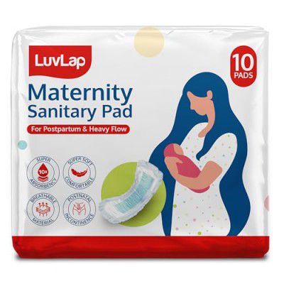 LuvLap Extra Absorbent Maternity Pads, Pack of 10 Pads, 0-2 Weeks Post-Birth