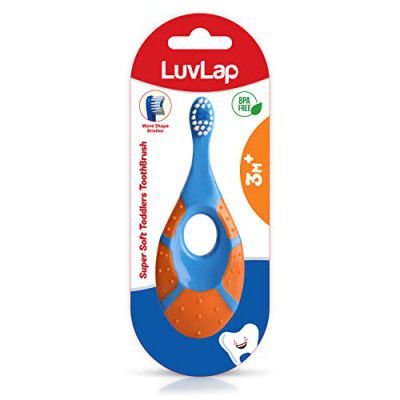 LuvLap Turtle Shaped Baby Manual Toothbrush & Toddler Toothbrush, Extra Soft with 10,000 Ultra Soft Floss Bristle for Baby Gum Care, BPA Free, 3M+, Multicolour (Assorted Colours, Colours may vary)