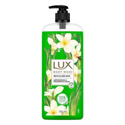 Lux Body Wash Revitalized Skin Lemongrass & Frangipani Scent for revitalised skin with glycerine and Essential oil, paraben free, 100% recyclable bottle