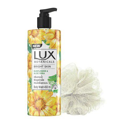 Lux Botanicals Bright Skin Shower Gel, Natural Extracts, No Paraben, Free Loofah, 450 ml