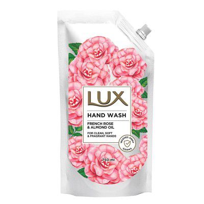 Lux Handwash with French Rose & Almond Oil For Clean, Soft & Fregrant Hands Refill Pouch, 750 ml