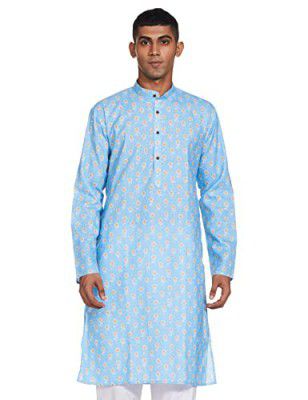 Luxrio Kurta for Men Cotton Blend Long Printed Straight Fit