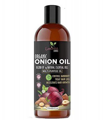 Luxura Sciences 250 ML Onion Hair Oil with 14 Essential Oils, Multi-Purpose Hair Growth Oil/Serum For Complete Hair Treatment with Argan, Bhringraj, Hibiscus, Sesame,Amla,Sweet Almond, Olive and more