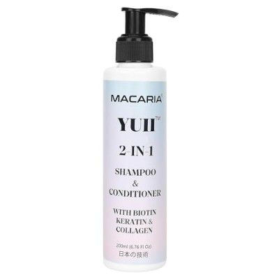 Macaria Yuii Biotin Shampoo & Conditioner with Keratin & Collagen for Hair Growth & Strengthening, Paraben & Sulphate Free, for Oily Scalp & Frizzy Hair, for Smooth & Silky Hair of Men & Women, 200ml