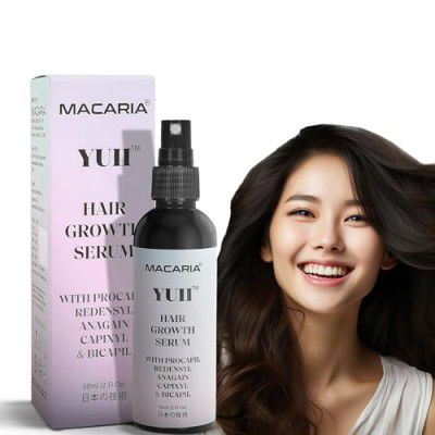 Macaria Yuii Procapil Hair Growth Serum with Redensyl & Anagain, Controls Hair Fall & Damage, with Capixyl & Baicapil for Dry & Frizzy Hair, Nourishes Scalp with Argan Oil & Vitamin E, for Men & Women