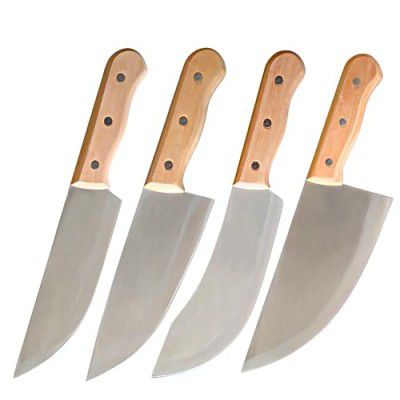 Machado Forging Serbian Chef Knife, Full Tang High Carbon Clad Steel Butcher Cleaver Paring & Peeling Knives, Suitable for Cutting Vegetables, Fish, etc for Kitchen, Hotel, Restaurants - (Set of 4)