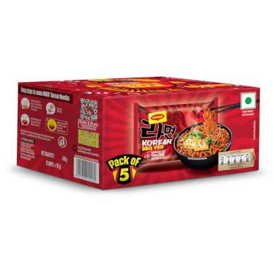 MAGGI Korean BBQ Veg Noodles PARTY PACK, Easy to Cook, Instant Noodles With Seasoning, Korean Barbeque Meets Fiery Chilli, 5x90g