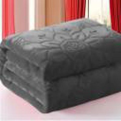 MAGICAL Floral Double Mink Blanket for Mild Winter  (Microfiber, Grey-01)