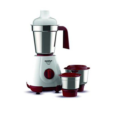 Maharaja Whiteline MG 123, 500W Mixer Grinder with 3 Jars (Cherry Red & White), Standard, MG 1.2.3 / MX-237