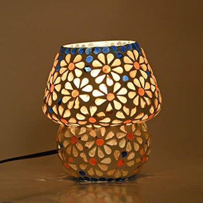 Mahganya Mosaic Style Dome Shaped Glass Table Lamp Multicolour for Living Room,Bed Room,Desk, Pack of 1 (Table lamp3)