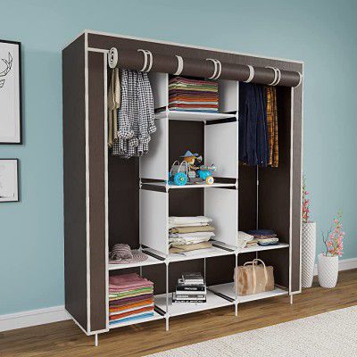 Maison & Cuisine 6+2 Layer Fancy and Portable Foldable Collapsible Closet/Cabinet (Need to Be Assembled) (88130) (Brown)