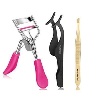 Majestique 3Pcs Eyelash Extension Kit, Eyelashes Curler, Tweezer, Eyelashes Extensions - Suitable for Beginner or Professional - Color May Very