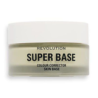 Makeup Revolution Superbase Colour Correcting Green Primer Mattifying Makeup Primer, Powder-Gel Forumla, Minimizes look of pores, fine lines, and Imperfections, Matte All Day Look