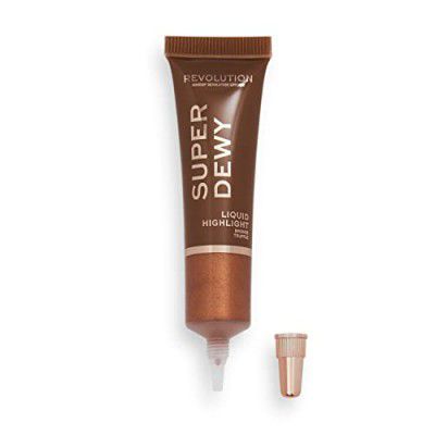 Makeup Revolution- Superdewy Liquid Highlighter - Bronze Truffle (Dark/Deep Skin Tones) | Vegan & Cruelty-Free - 15 ml