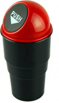 MALVAS HOME Mini Car Trash Bin Can Holder Dustbin - Black (L 17 x W 6.5 cms)(Plastic, Manual-Lift) Red