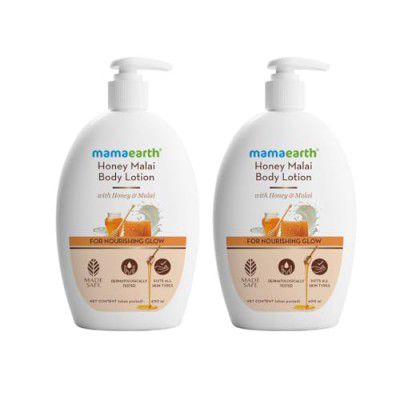 Mamaearth Honey Malai Body Lotion with Honey & Malai for Nourishing Glow - 400 ml (Pack of 2)