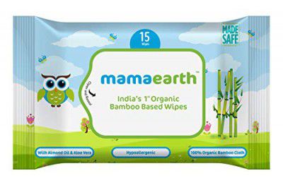 Mamaearth India's First Organic Bamboo Based Baby Wipes, 15 Wipes