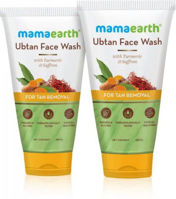 Mamaearth Ubtan Natural with Turmeric & Saffron Face Wash (Pack of 2 | 300 ml)