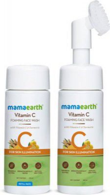 Mamaearth Vitamin C Foaming with brush, Combo Pack with Refill Face Wash - (300 ml)