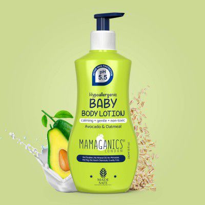 Mamaganics Baby Daily Moisturizing Lotion, pH 5.5 for Babys Sensitive Soft Skin with Avacado and Oatmeal, Hypoallergenic, Vegan Friendly (Lotion, 240ml)