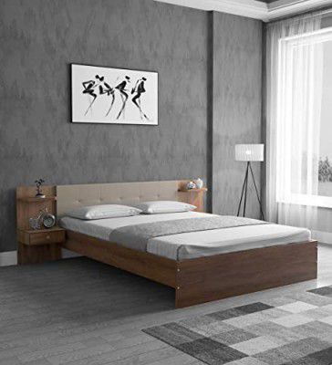 MAMTA DECORATION Engineered Wood King Size Bed with Bedside Wooden Double Bed for Bedroom Living Room Home (Brown Finish)