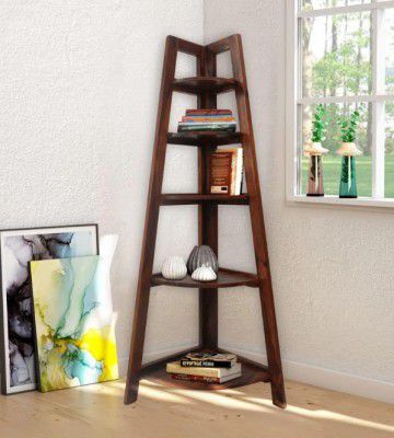 MAMTA DECORATION Sheesham Wood 5 Tier Corner Wall Shelf for Living Room(Honey Teak Brown)