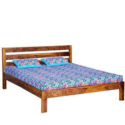 Mamta Decoration Sheesham Wood King Size Bed Without Storage for Bedroom | Teak Finish