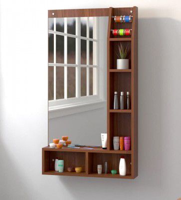 MAMTA DECORATION Engineered Wood Wall Mount Dressing Table Mirror with Shelves Storage