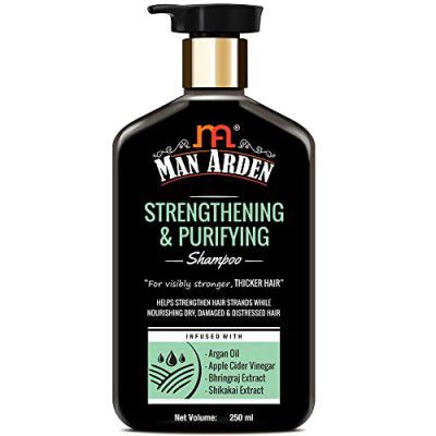 Man Arden Strengthening & Purifying Shampoo, With Argan Oil, Apple Cider Vingar, Bhringraj, Shikakai, No SLS, Paraben or Silicone, 250 ml