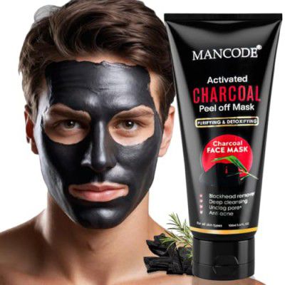 Mancode Activated Charcoal Peel Off Mask for Men & Women | Removes Blackheads and Whiteheads | Active Cooling Effect | Deep Skin Purifying Detoxifying Cleansing (100 ml)