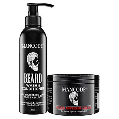 Mancode Beard Grooming Kit for Men | Beard Wash & Conditioner 200 ml and Beard Softener Cream 100 gm Pack of 2