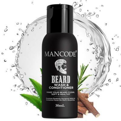 Mancode Beard Wash & Conditioner For Men, 30 ml | Wash + Conditions | Refreshing Aromatic After-Use Effect | Natural & Organic Beard Shampoo for Men